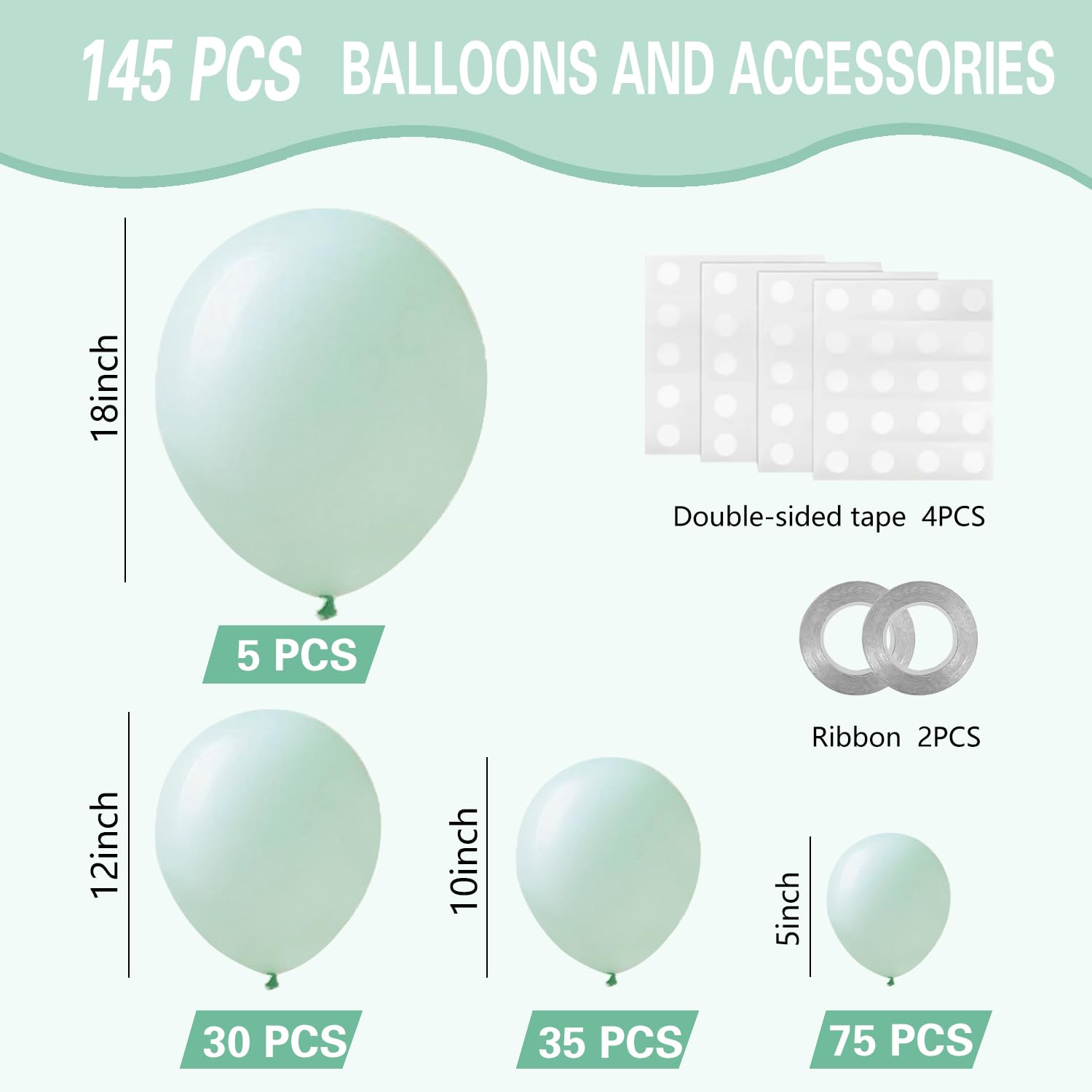 IXVAN pastel green 12-inch balloons pack for garland accents