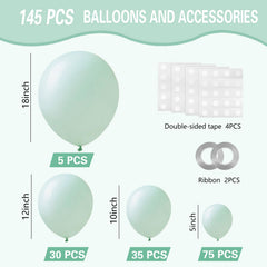 IXVAN pastel green 12-inch balloons pack for garland accents