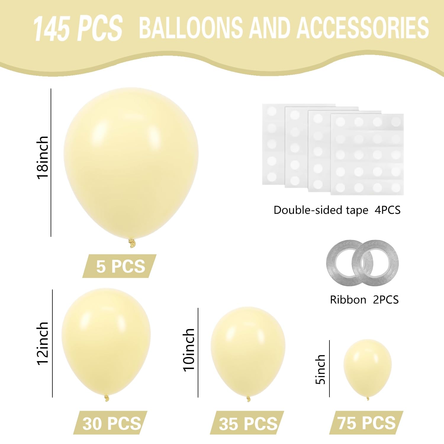 IXVAN pastel yellow 12 inch balloons ideal for elegant arches and centerpieces