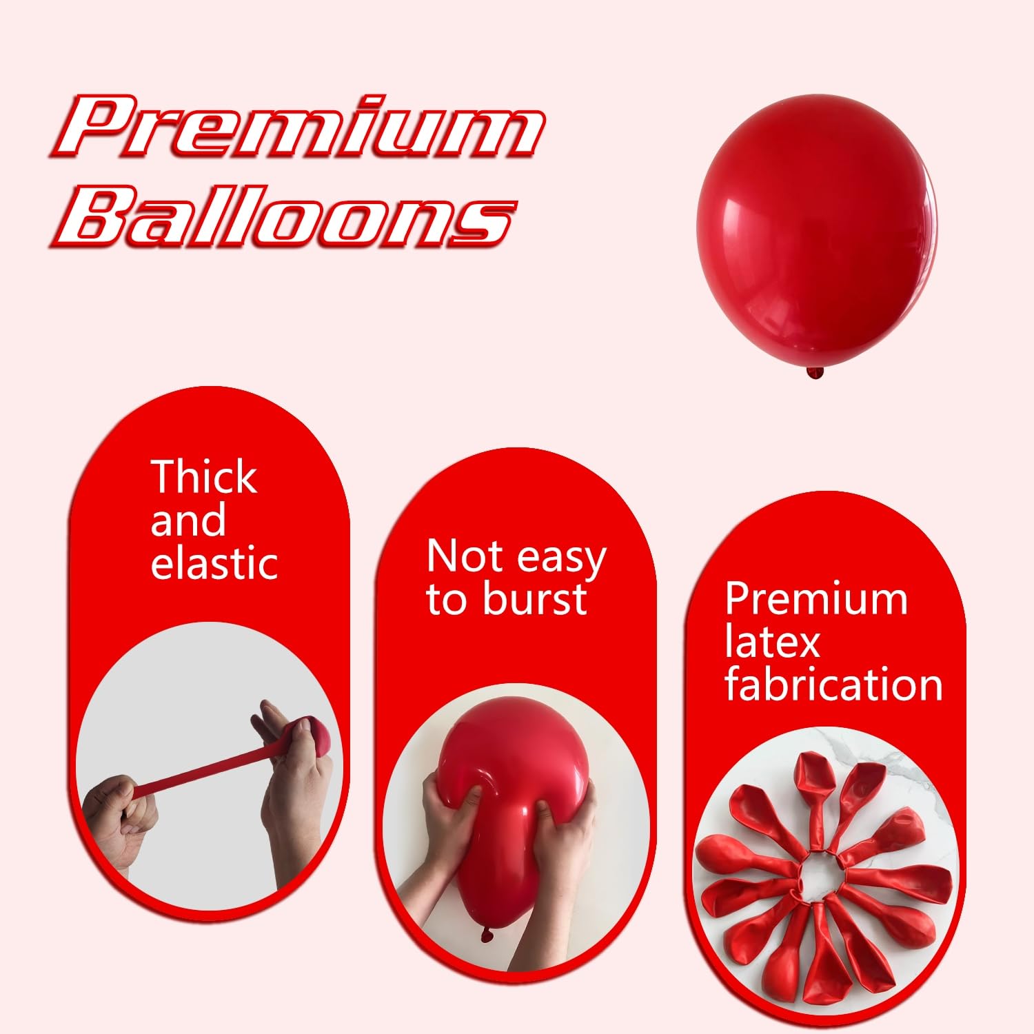 IXVAN red balloons 10-inch variety pack for layered balloon walls and accents