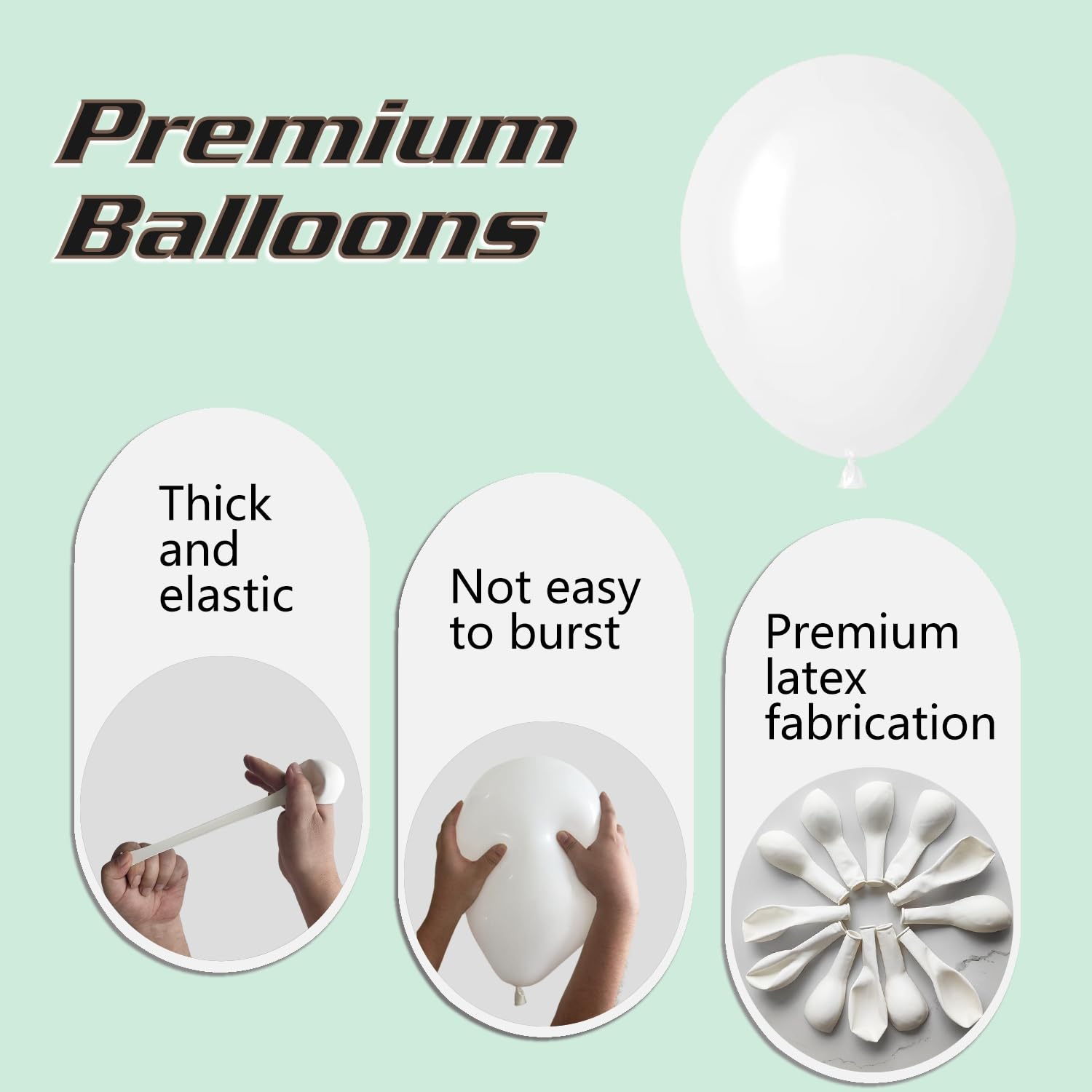 IXVAN white 10-inch balloons perfect for mixed-size birthday decor.