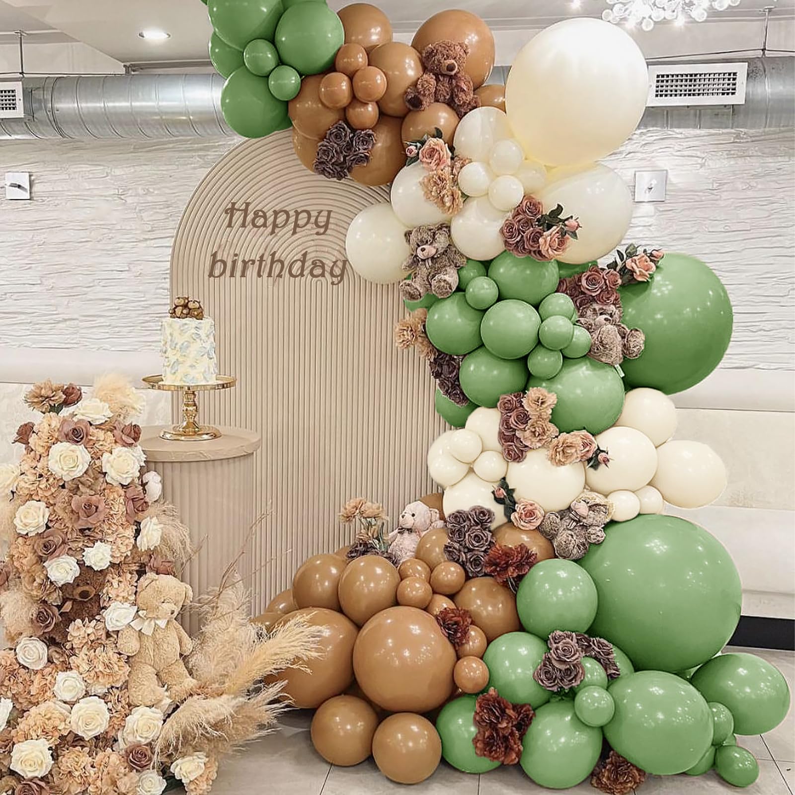 Iyovgoo Sage Green Tan Arch Kit offers versatile colors for party décor.