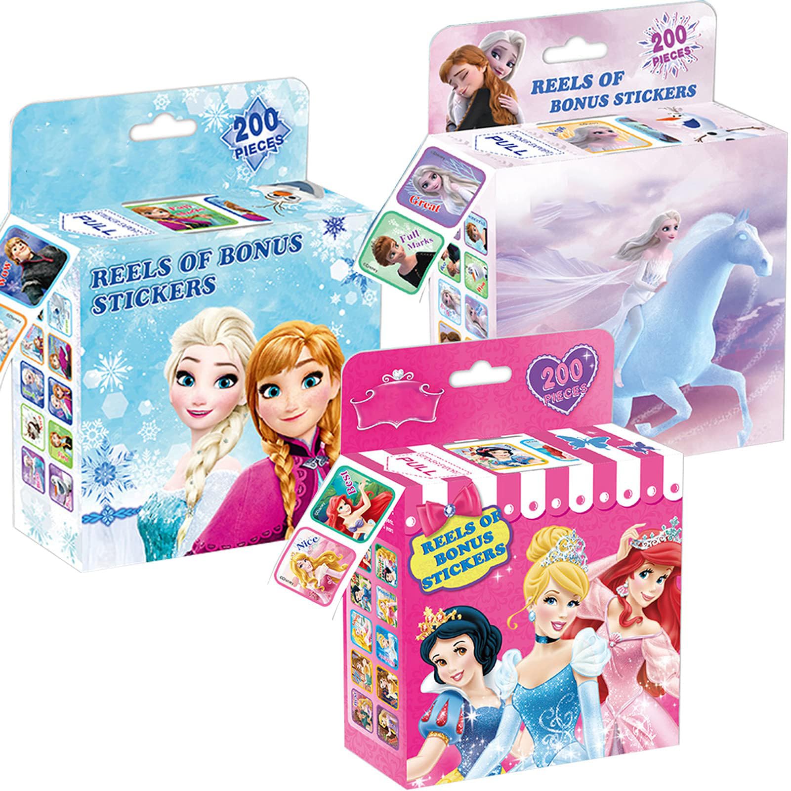 IZKICN princess sticker roll with 200 bright designs for kids' activities.