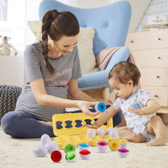 J-hong Easter eggs in vibrant colors inspire early math and pattern matching in toddlers.