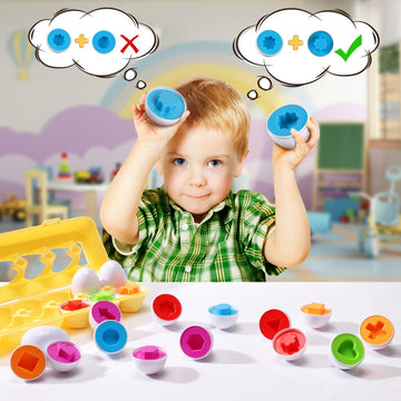 J-hong eggs laid out for sorting encourage fine motor skills during play.