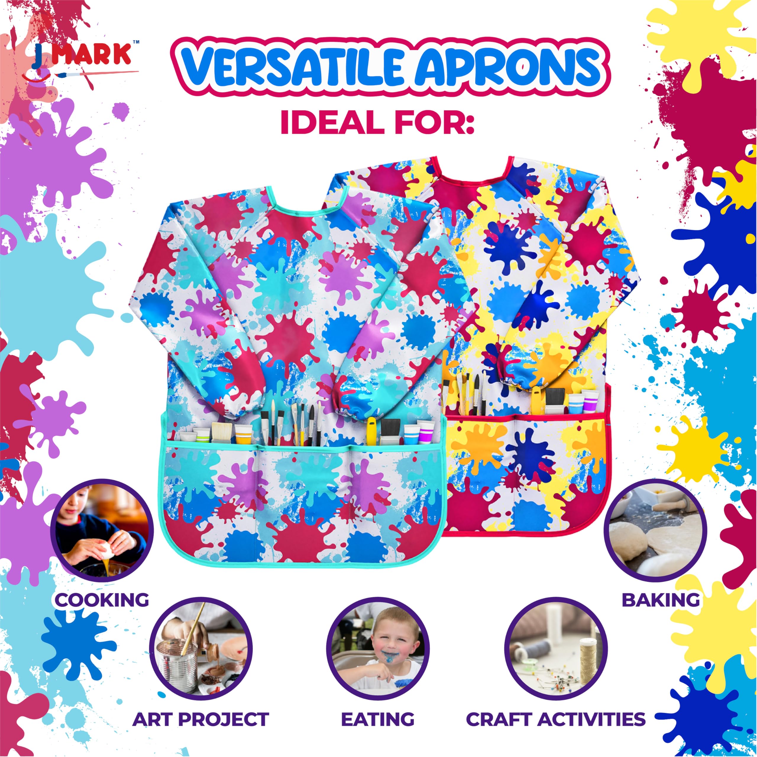 J MARK Art Smock machine-washable fabric simplifies cleanup after messy projects.