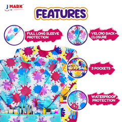 J MARK Art Smock pocket closeup shows spacious pockets for brushes and colors.