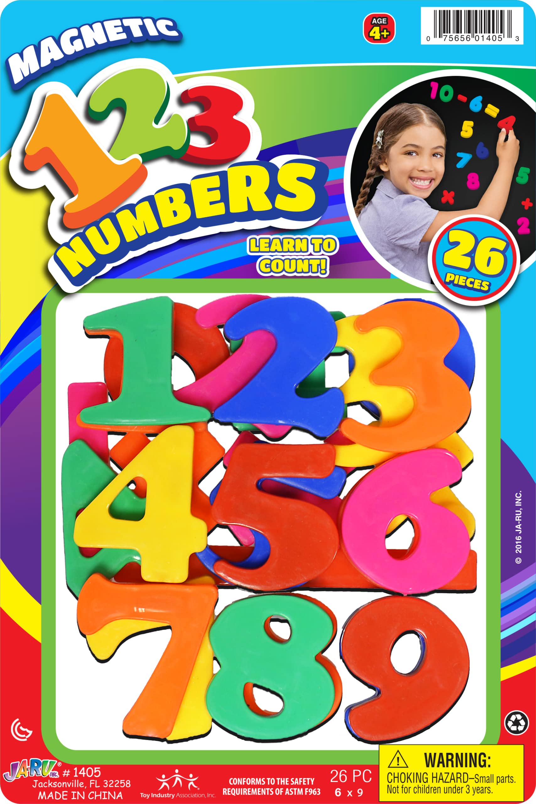 JA-RU 123 magnetic numbers on fridge magnets for counting play.