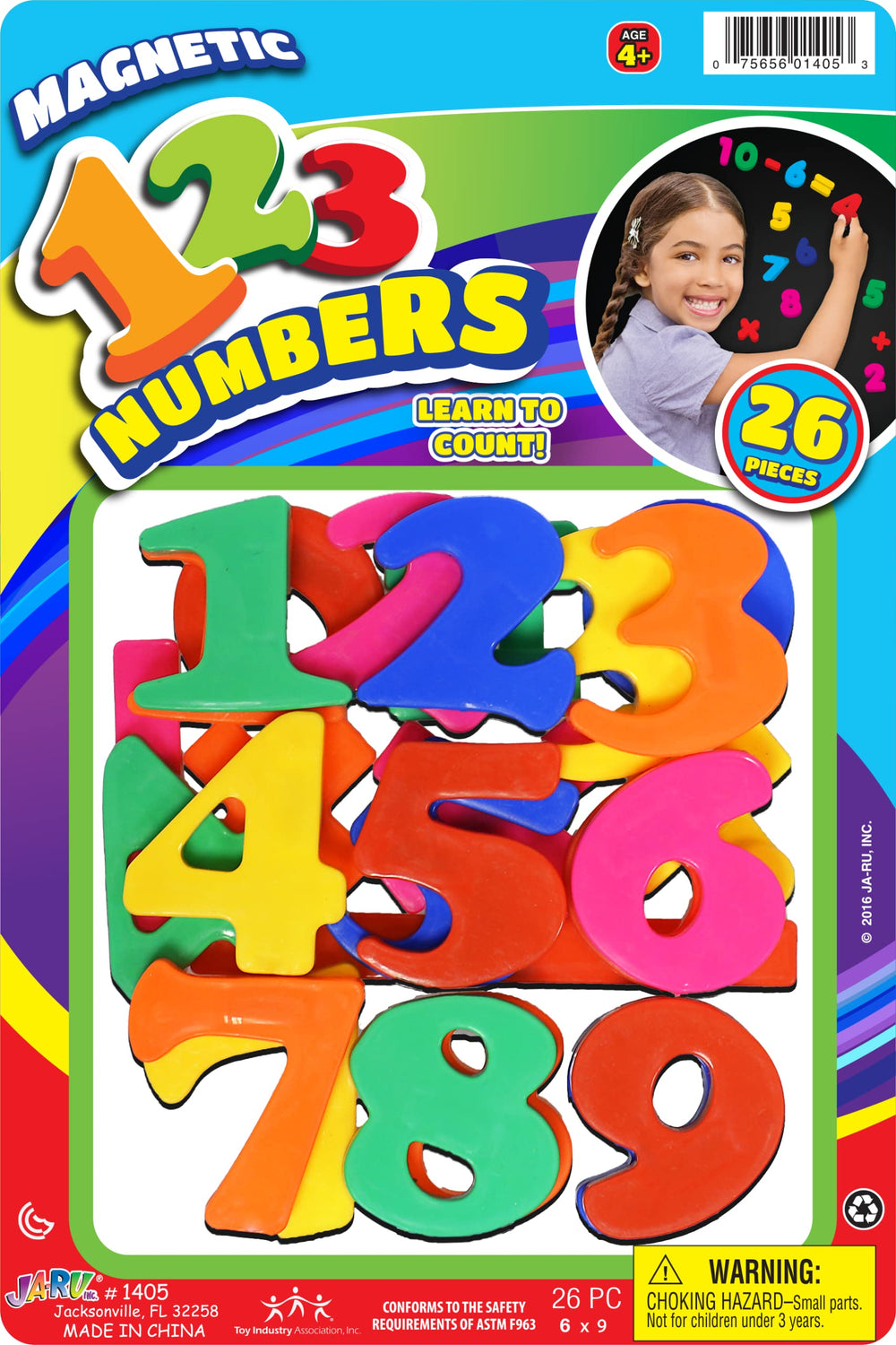 JA-RU 123 magnetic numbers on fridge magnets for counting play.