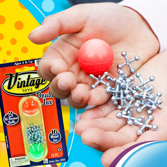 JA-RU 16 metal jacks and two balls for fast-paced family game sessions.