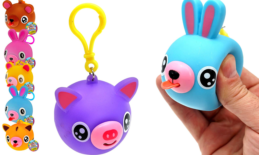 JA-RU Animal Squeeze Ball with keychain, squeak, and stress relief on the go.