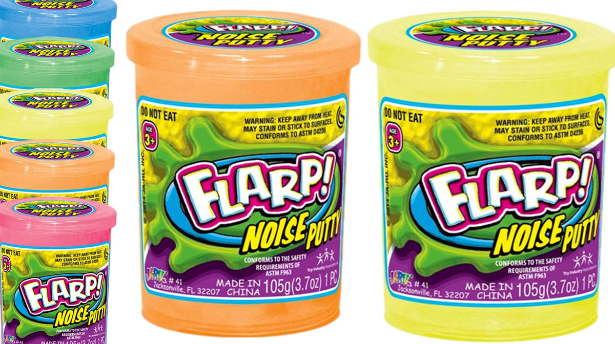 JA-RU Flarp noise putty green container for tactile play and stress release.