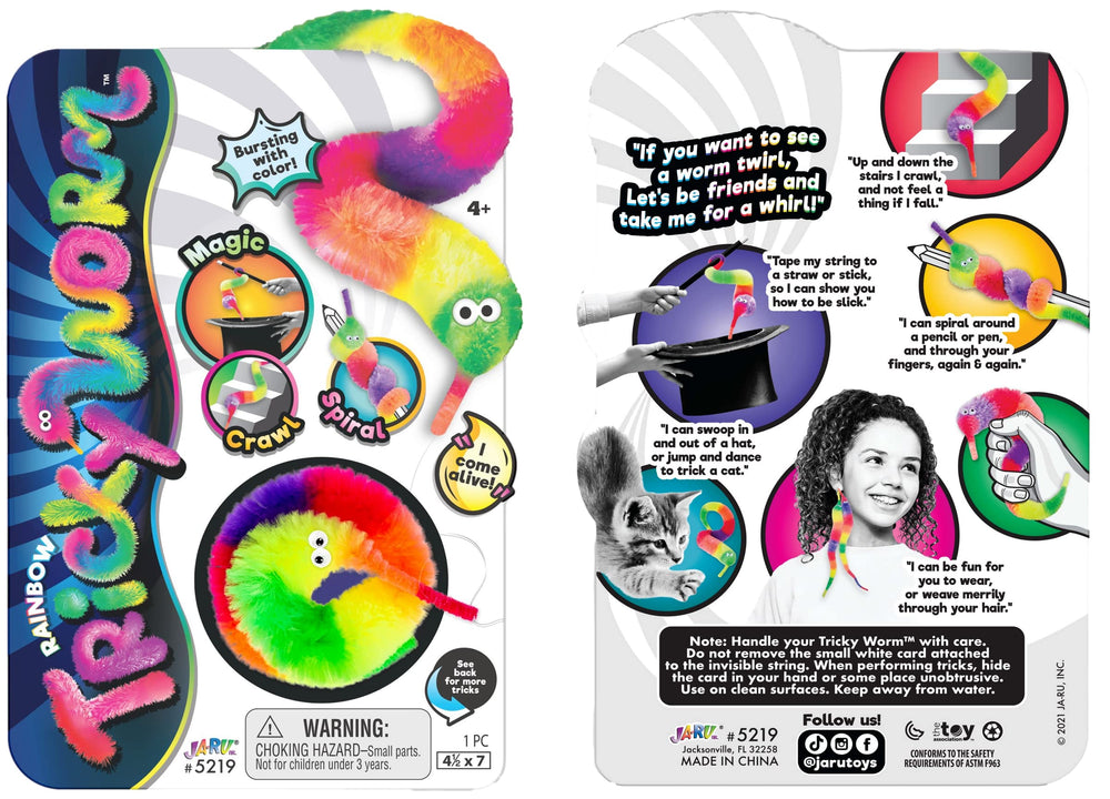 JA-RU fuzzy worm string-attached design makes portable, easy to use entertainment.