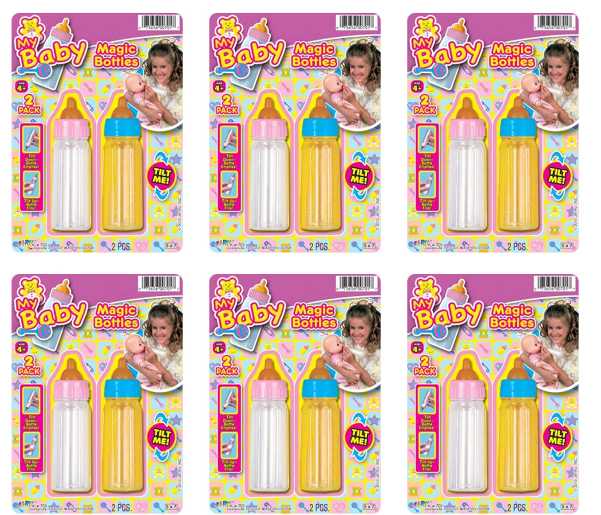 JA-RU Magic Baby Doll Bottles milk bottle set for imaginative play and nurturing pretend scenarios.