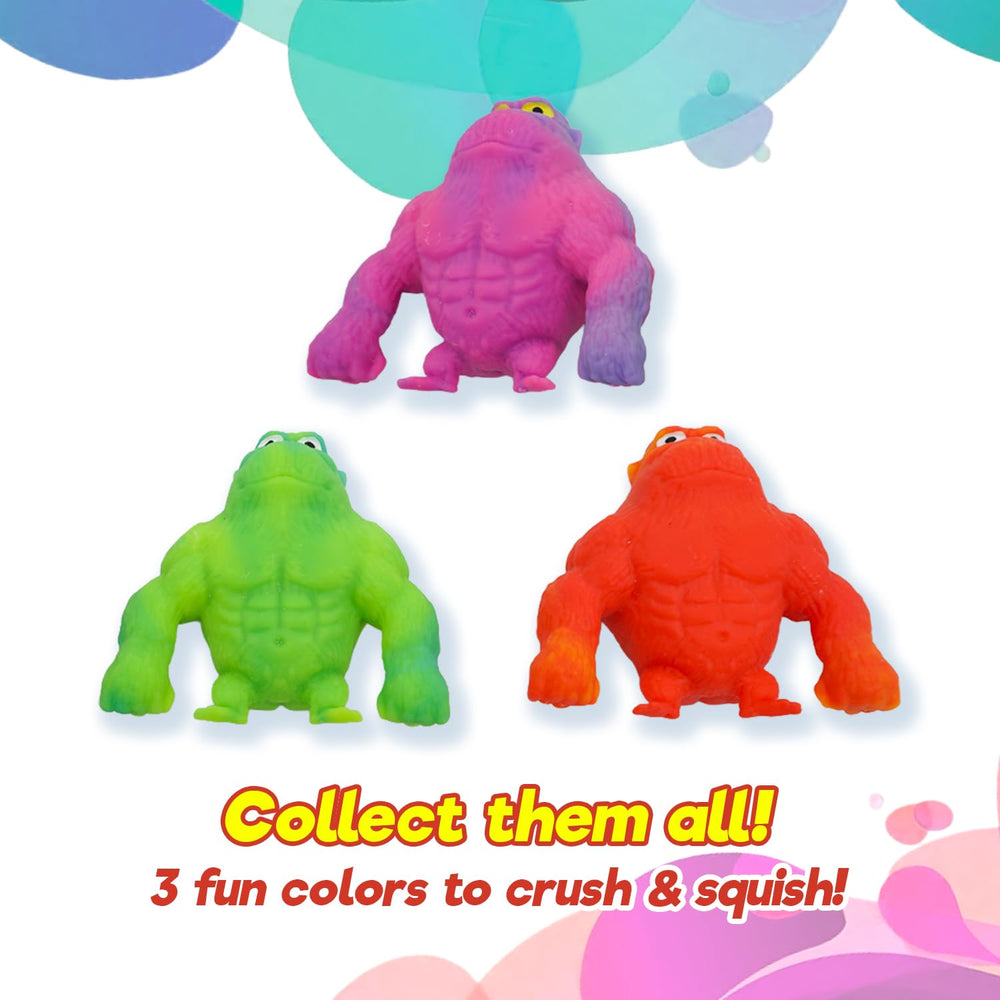 JA-RU Mighty Ape Squishy Toy color-green-purple-red shows varied styles for classroom fun