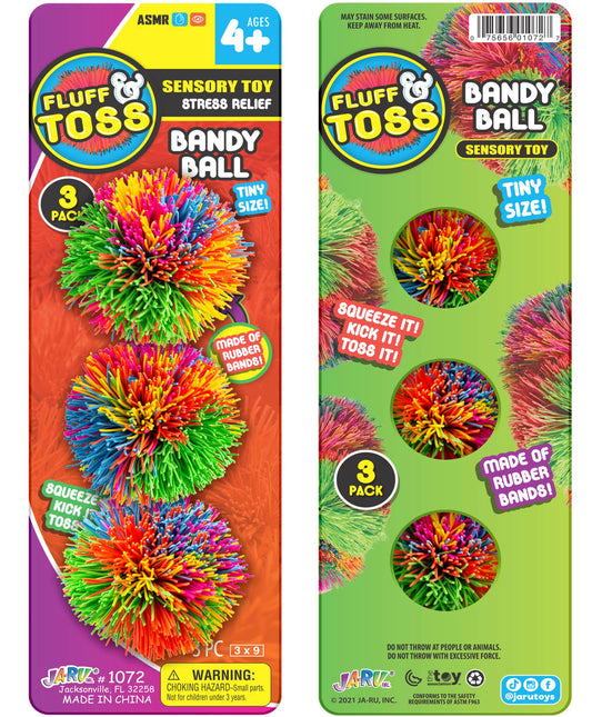 JA-RU mini stringy balls in hand showing stretch and sensory play.