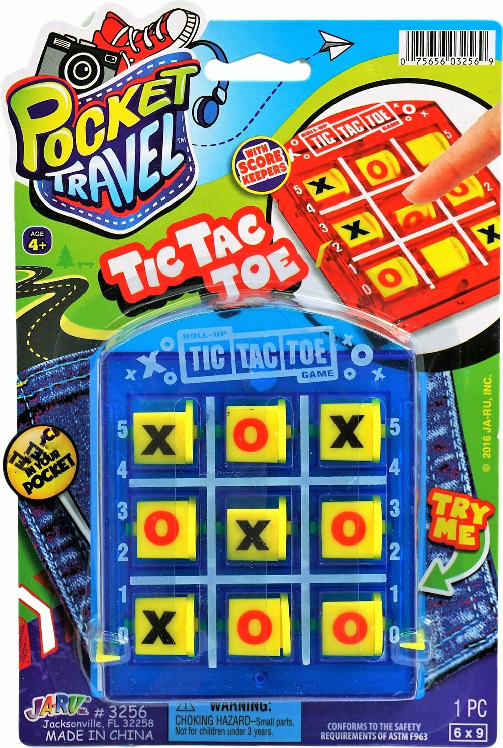 JA-RU portable tic tac toe travel game, compact for car trips and flights