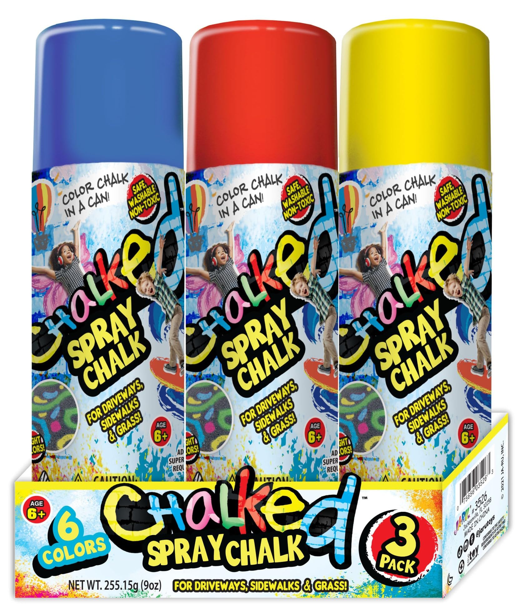 JA-RU Sidewalk Chalk Spray blue can for vibrant outdoor art on driveways