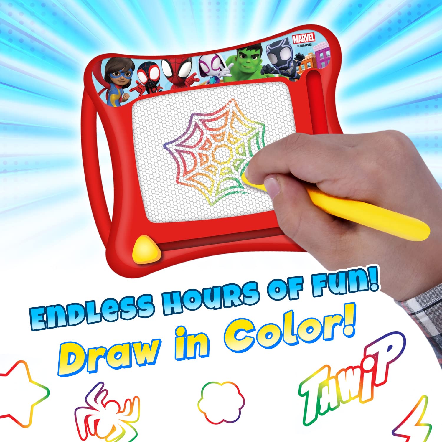 JA-RU Spiderman doodle stylus pen attached for easy erasing and reuse