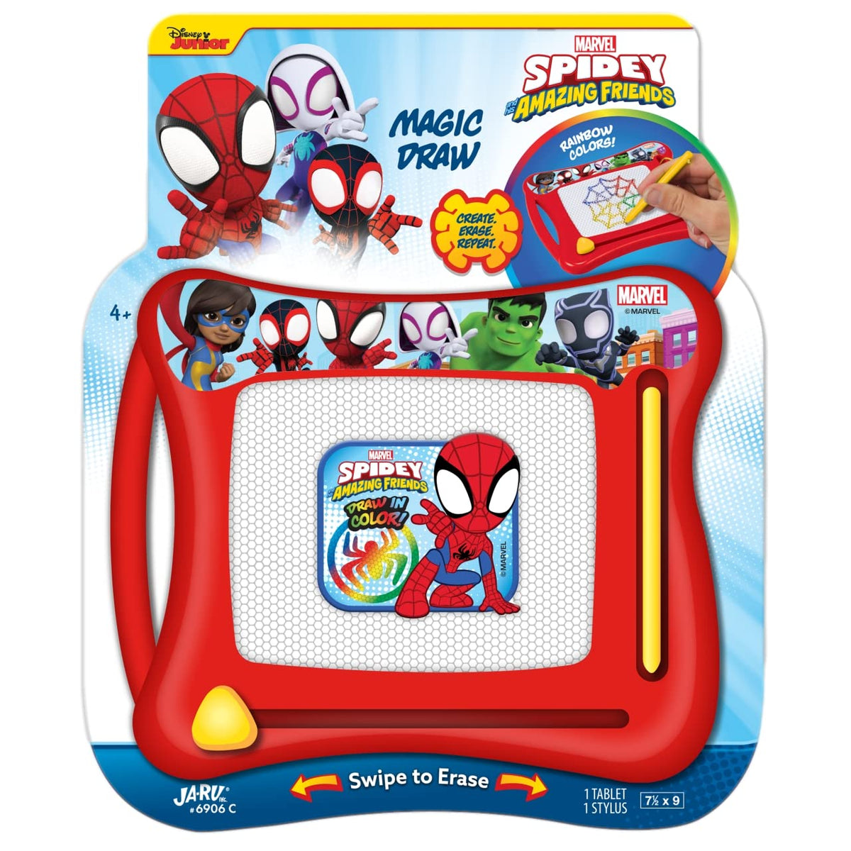 JA-RU Spiderman magnetic drawing board with hero design for kids, mess-free doodling