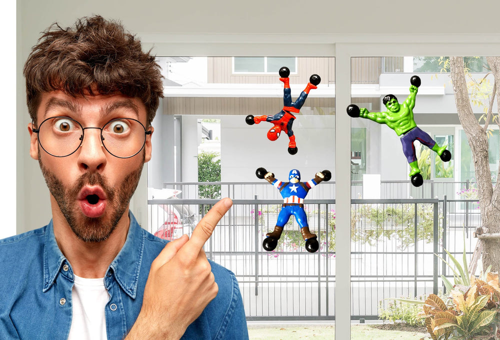 JA-RU Spiderman wall climber action showing cling and tumble on surfaces.