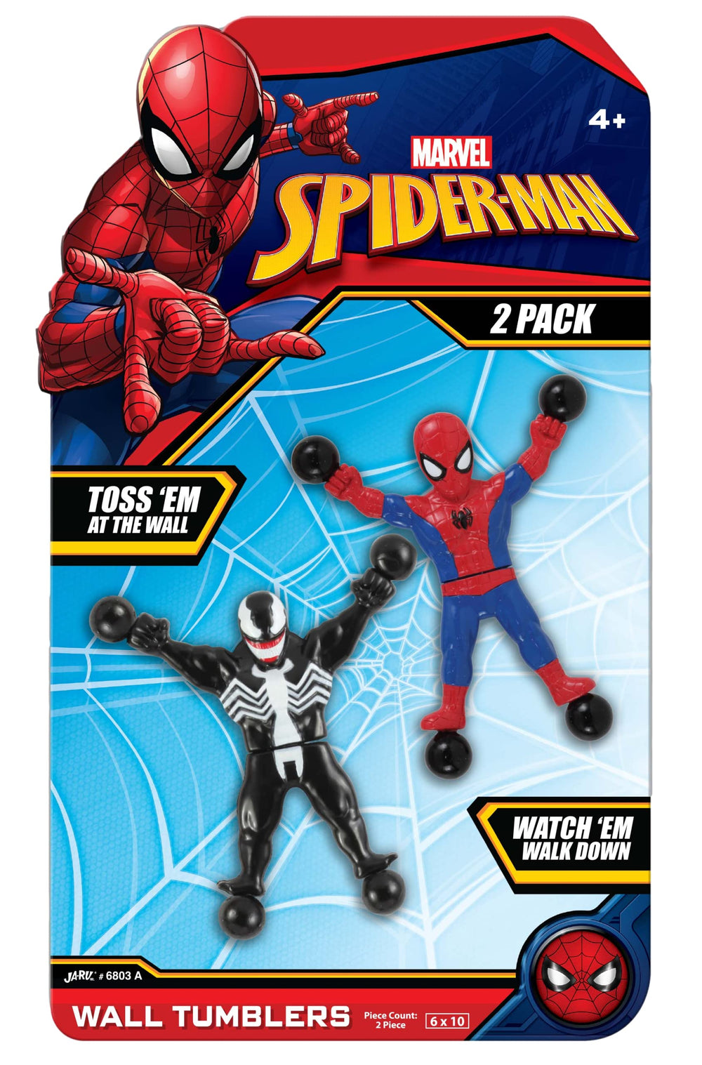 JA-RU Spiderman window walker figure clings and crawls for engaging wall play.