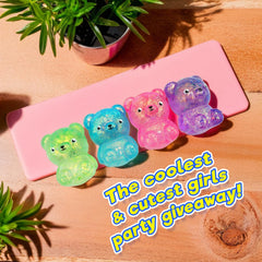 JA-RU Squeezy Bear 4-pack display, colorful fidget toys for classrooms