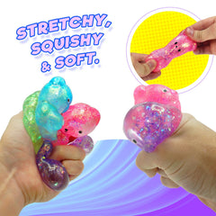 JA-RU Squeezy Bear glitter close-up shows sparkling interior for tactile wonder