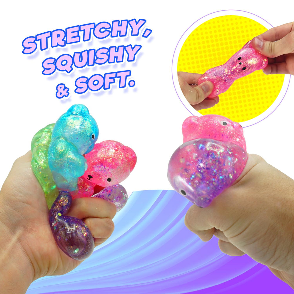 JA-RU Squeezy Bear pink glitter, playful sensory stimulation for kids