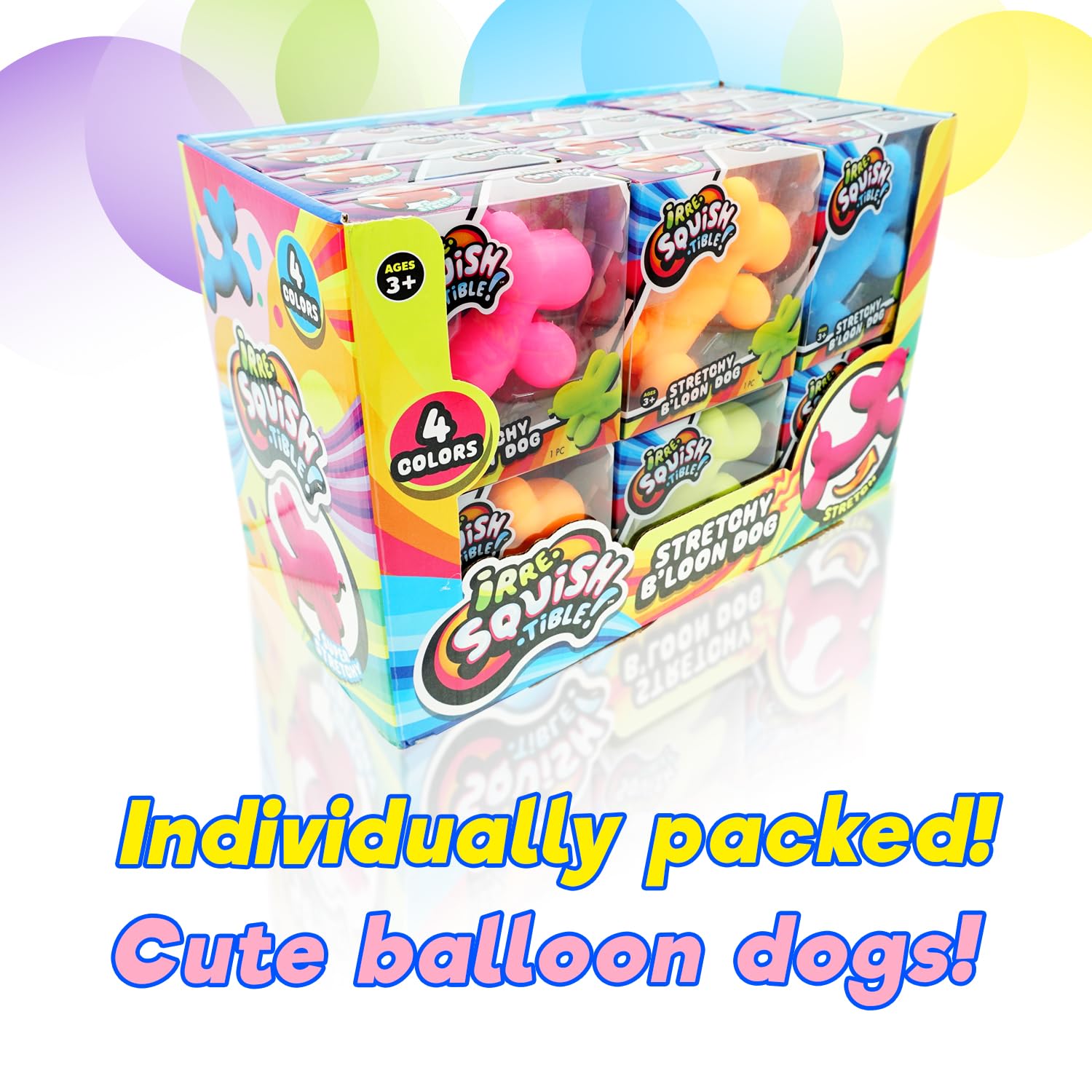 JA-RU Stretchy B'loon Dog pack image showcases two colors for shared fun