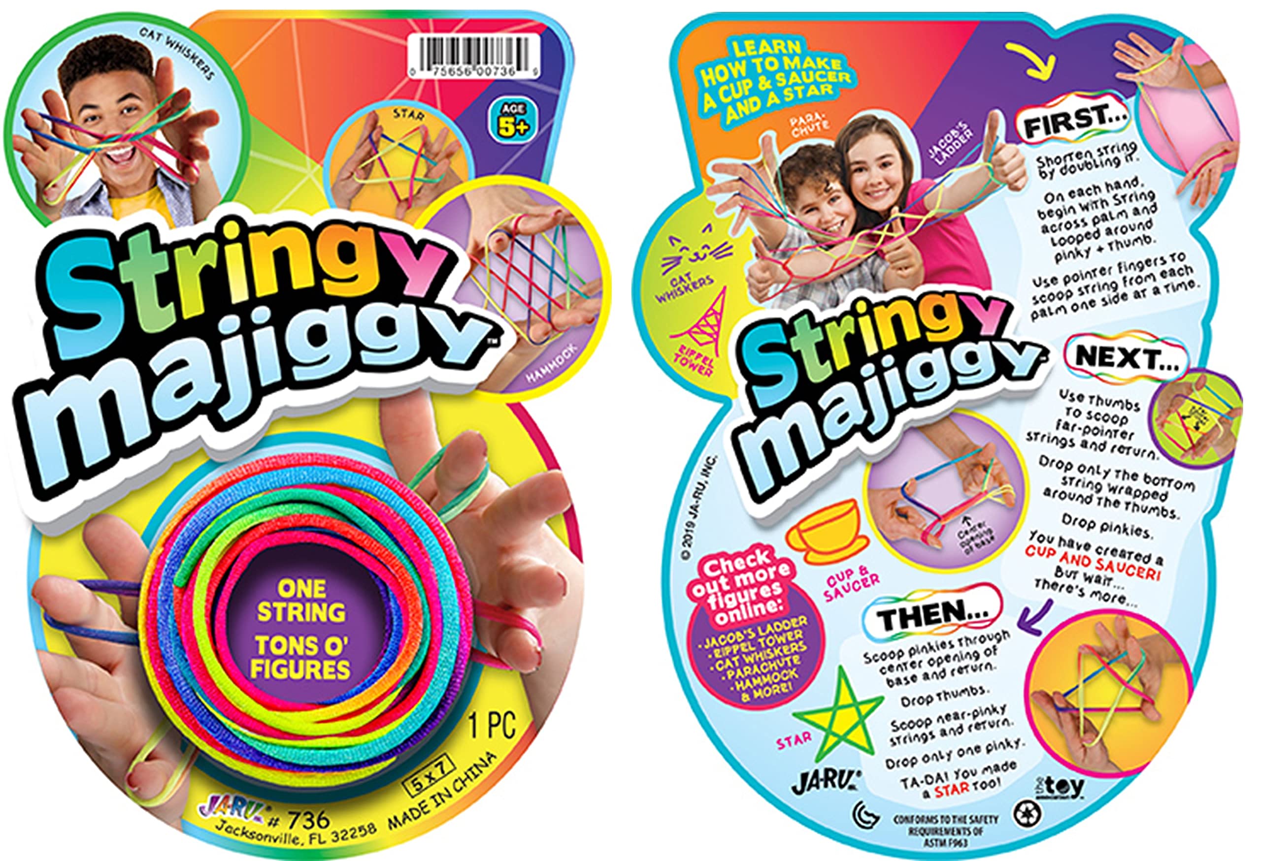 JA-RU Stringy Majiggy Cats Cradle 65-inch strings ready for extended tricks