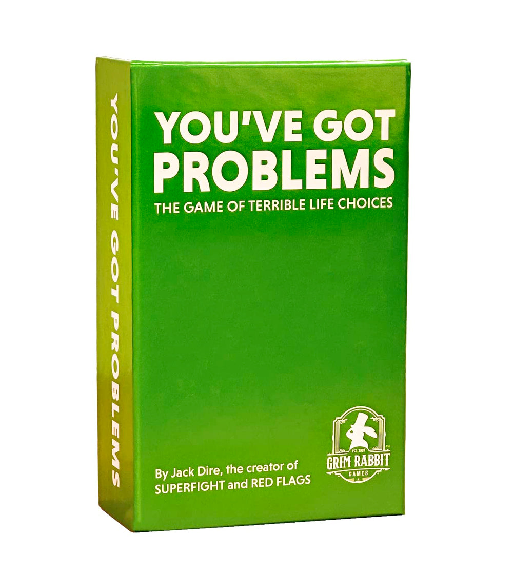 Jack Dire Studios You’ve Got Problems card deck on a party table, ready for laughs.
