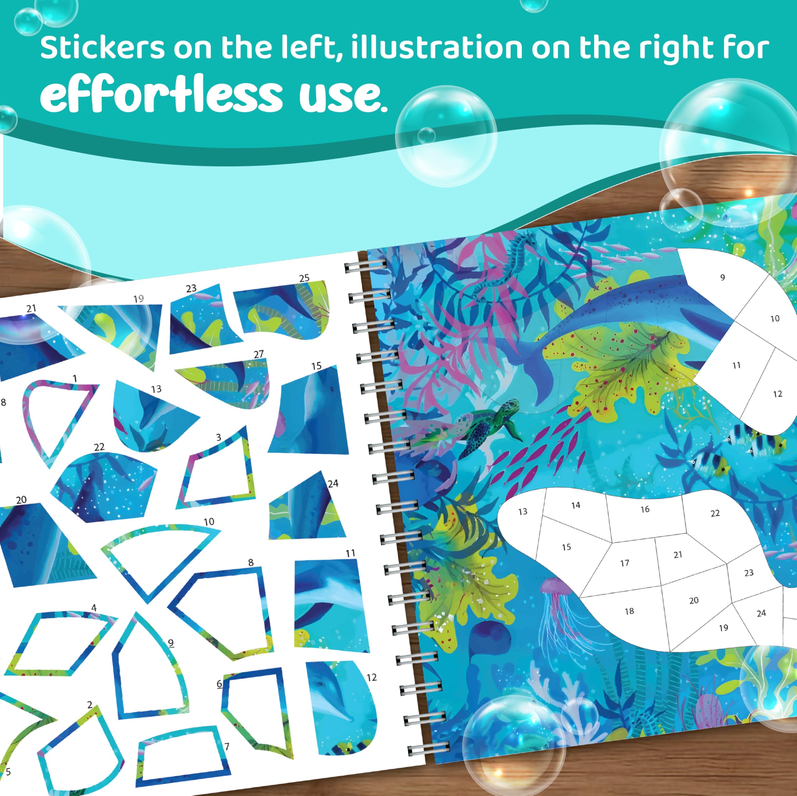 jackinthebox Ocean Theme sticker by number book scene 04, portable craft for travel and car trips