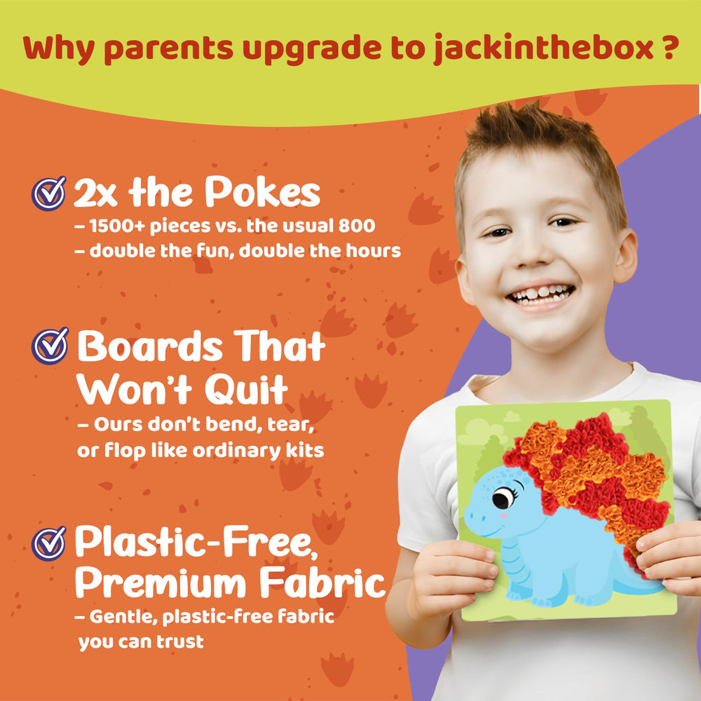 jackinthebox Poke Poke Art Dilophosaurus foam board supports fine motor practice