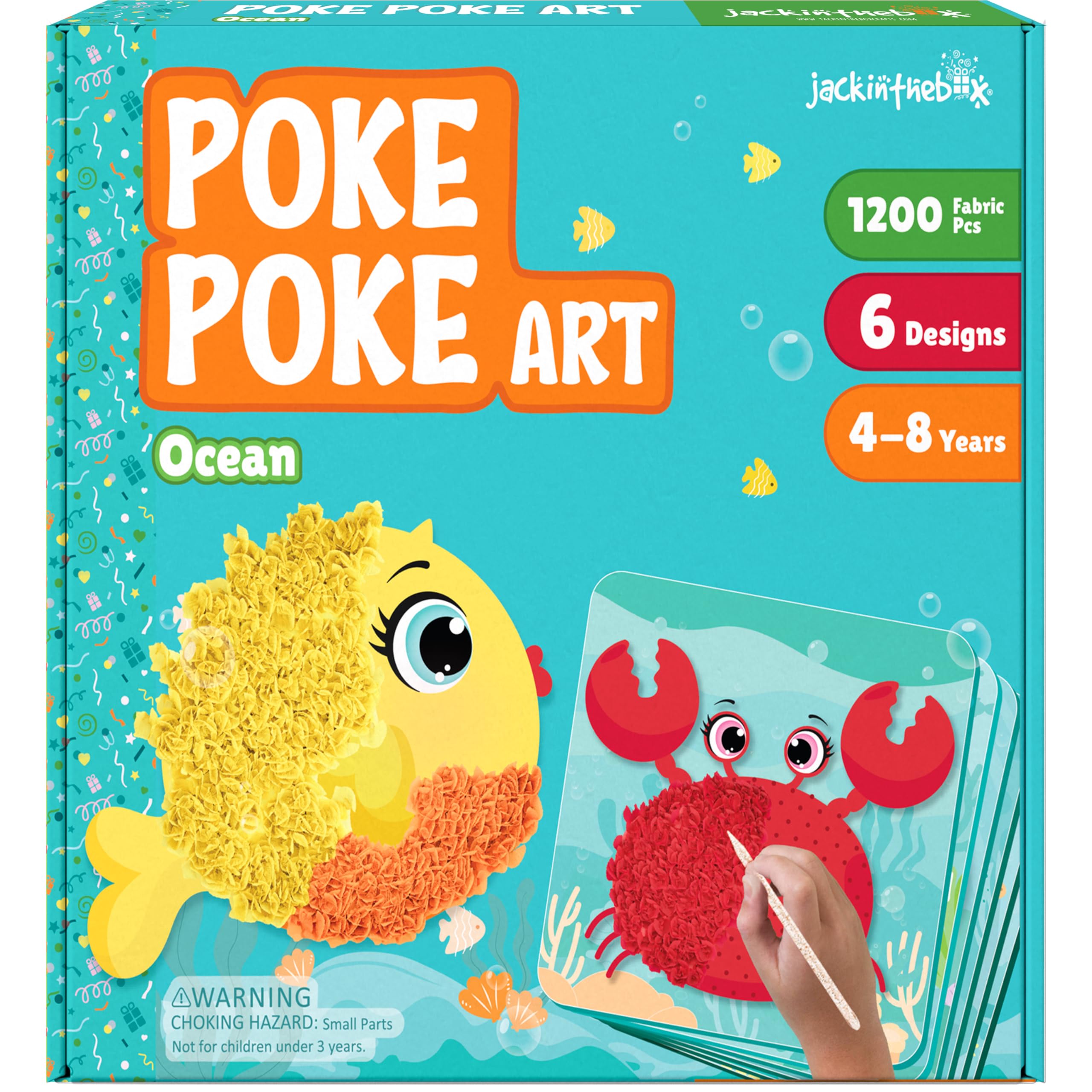 jackinthebox Poke Poke Art ocean animal designs on foam boards for mess-free crafting fun.