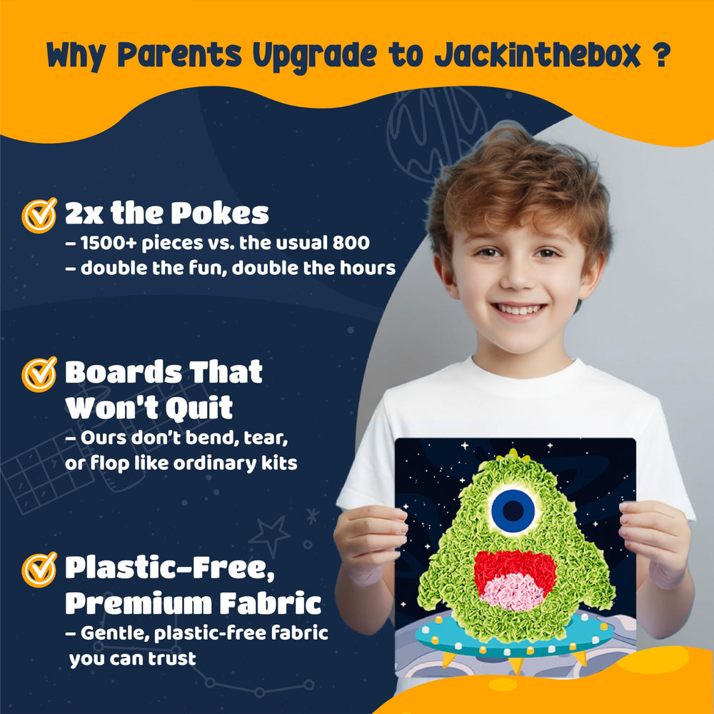 jackinthebox Poke Poke Art kit – space rocket board sparks imaginative play.