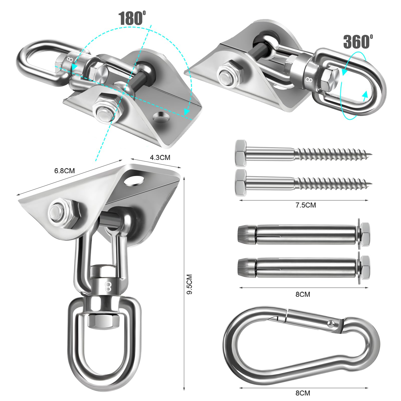 Jacnitad hammock hanging kit on ceiling showing mounting holes for easy mounting