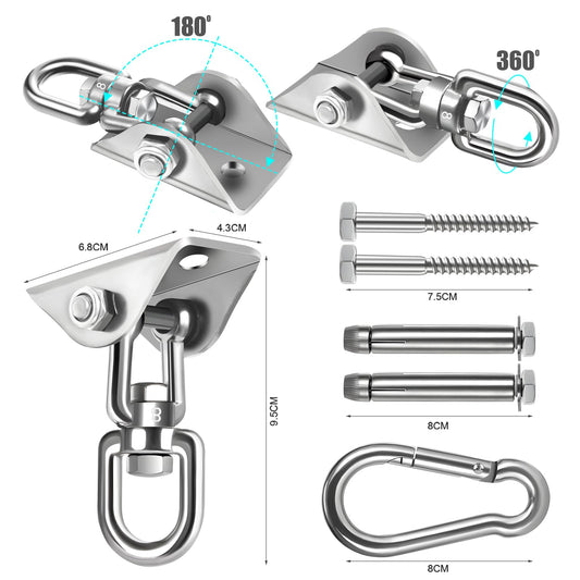 Jacnitad hammock hanging kit on ceiling showing mounting holes for easy mounting