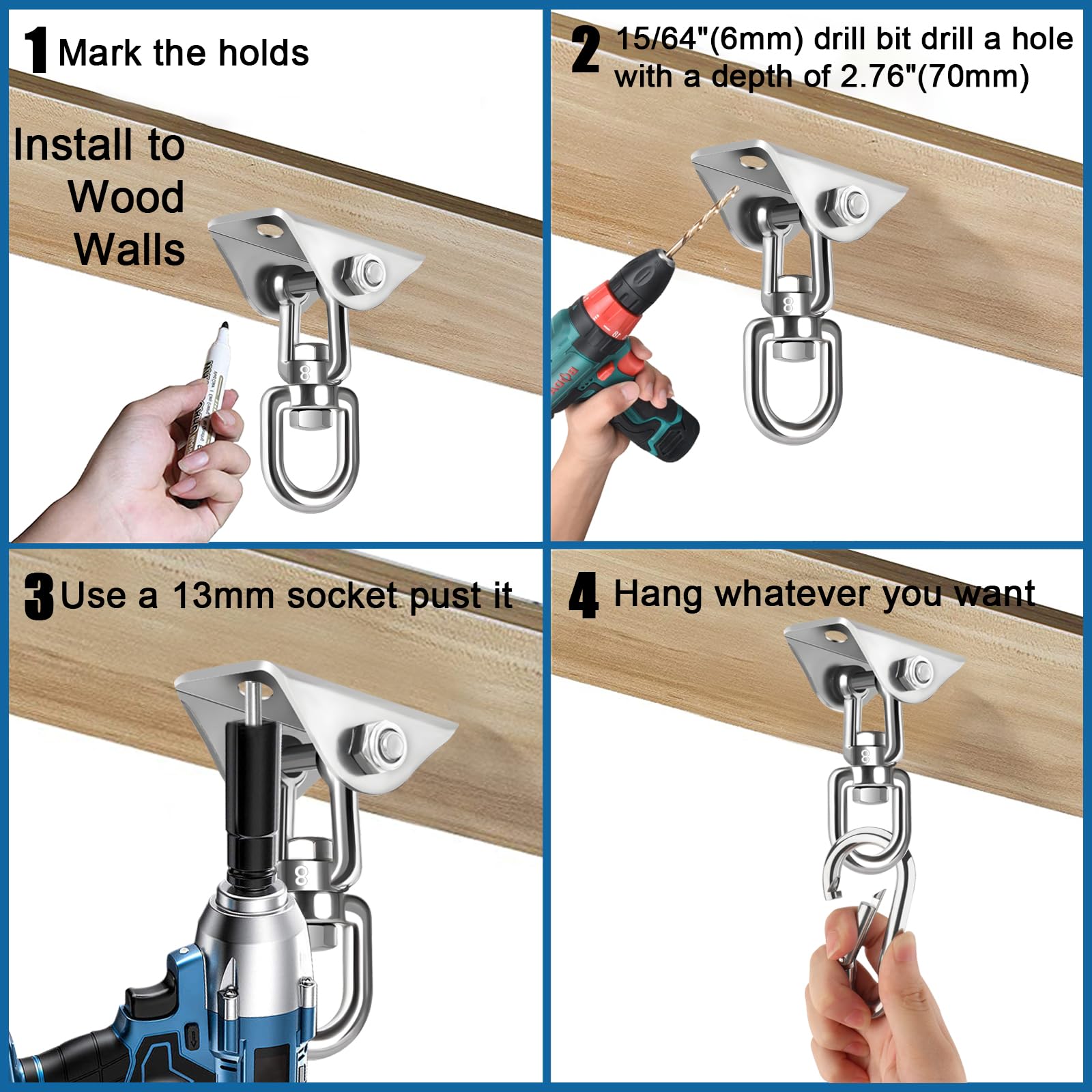 Jacnitad versatile kit for hammocks, chairs, stands, or ceilings