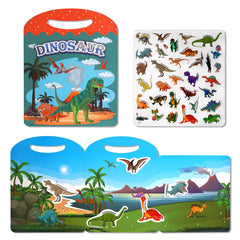 Jactales dinosaur sticker book open for imaginative play on the go.