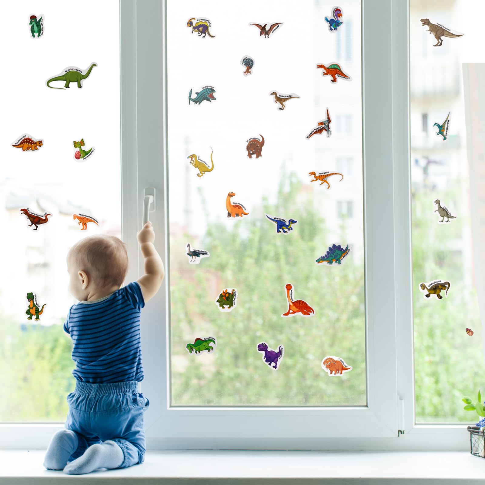 Jactales kid-friendly travel activity with dinosaur stickers for busy travelers.