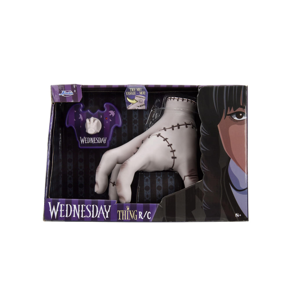 JADA Addams Wednesday Thing RC hand packaging shows licensed authenticity