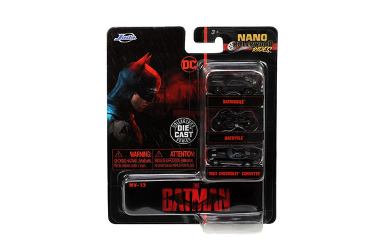 Jada Batcycle Nano Hollywood Rides side view ideal for action-themed shelf display