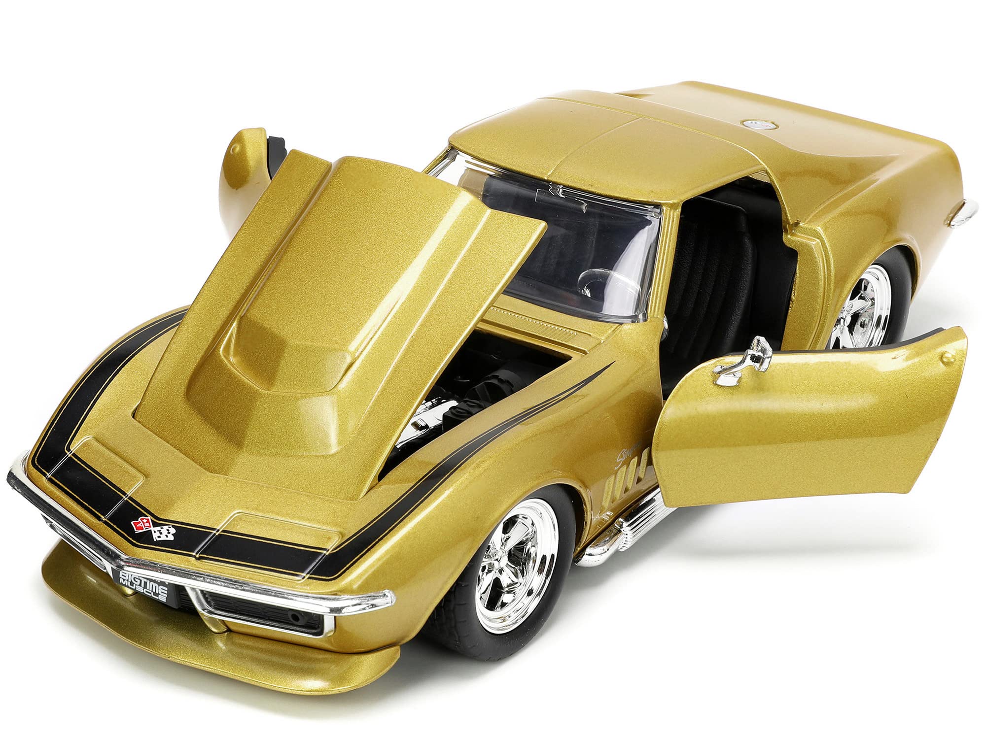 Jada Big Time Muscle 1:24 Corvette Stingray ZL-1 with open doors for interior viewing.