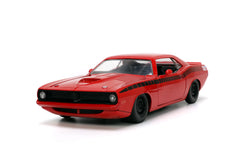 Jada Big Time Muscle Plymouth Barracuda red and black finish for display and play.