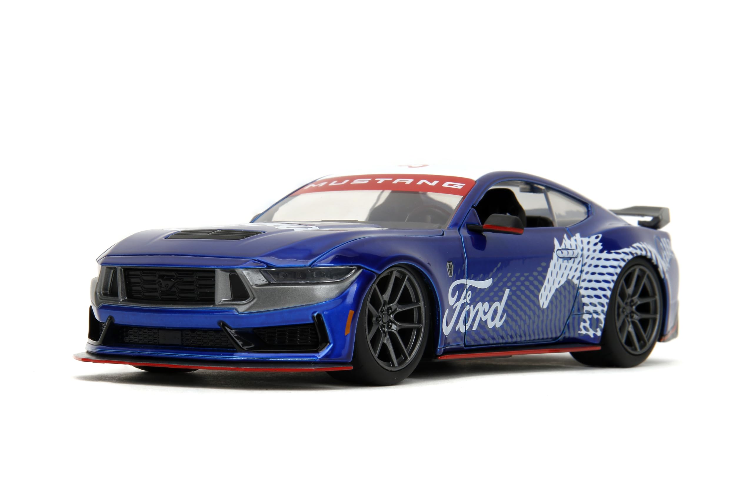 Display-ready collectible Jada Bigtime Muscle Mustang GT Dark Horse for shelf showcase.