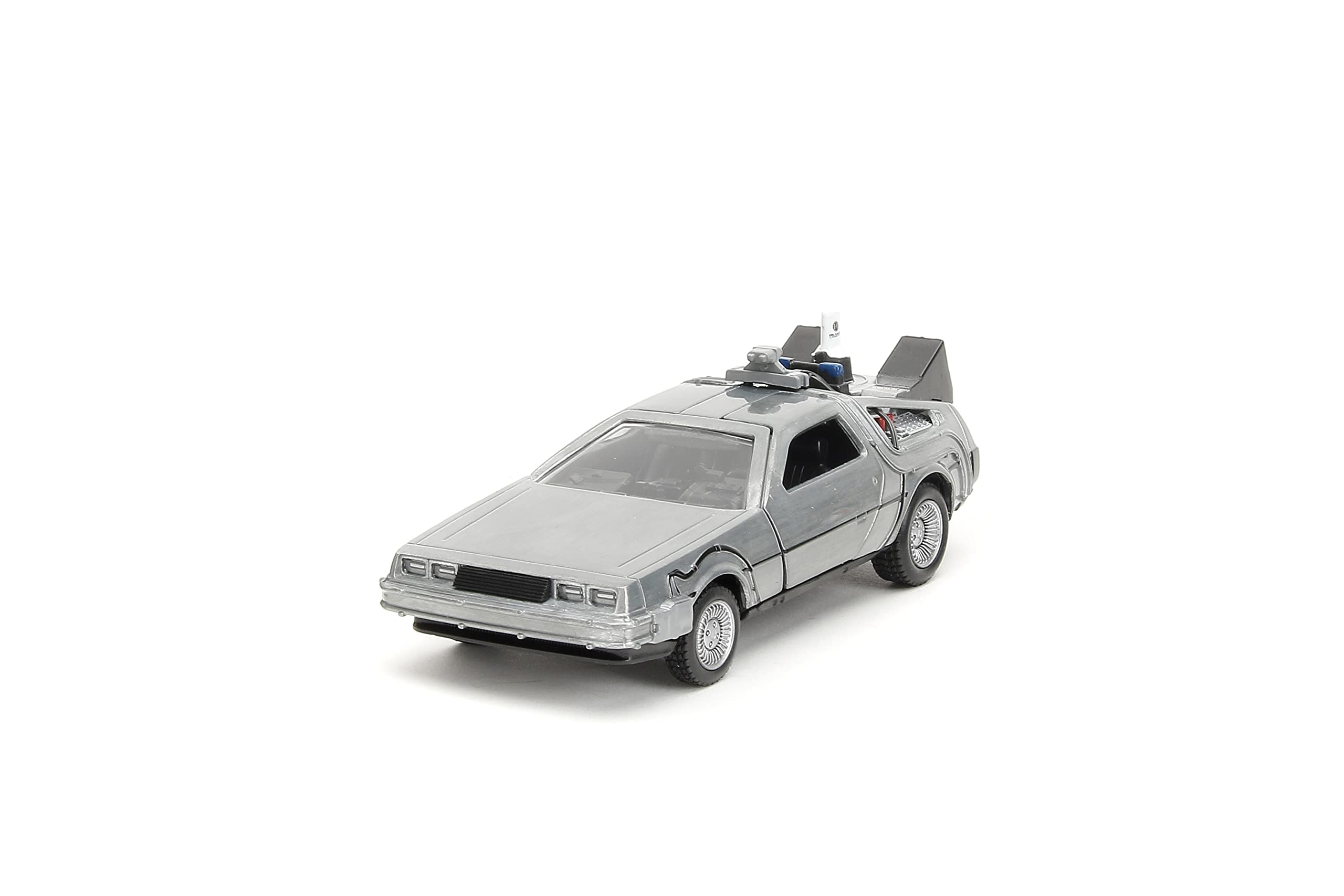 Jada 1:32 Time Machine cockpit detail showcases authentic styling.