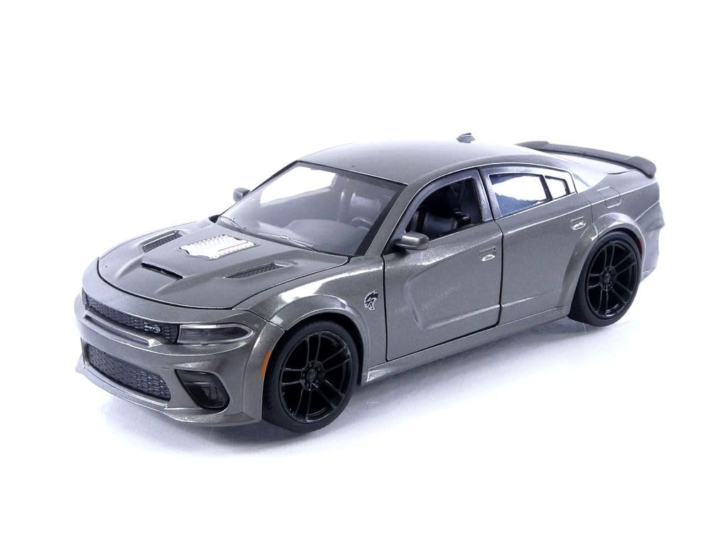 Jada Dom's 1:24 Dodge Charger SRT Hellcat die-cast on box art for display