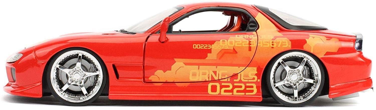 Jada Fast and Furious orange JLS Mazda RX-7 side profile die-cast