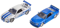 Jada Brian's Skyline GT-R R34 silver 1:32 die-cast for display and play